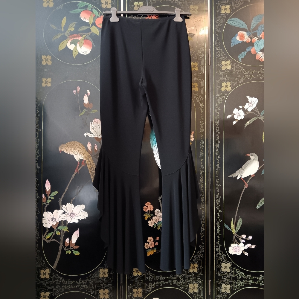 Joseph Ribkoff Black Ruffle Flare Pants - Picture 5 of 6